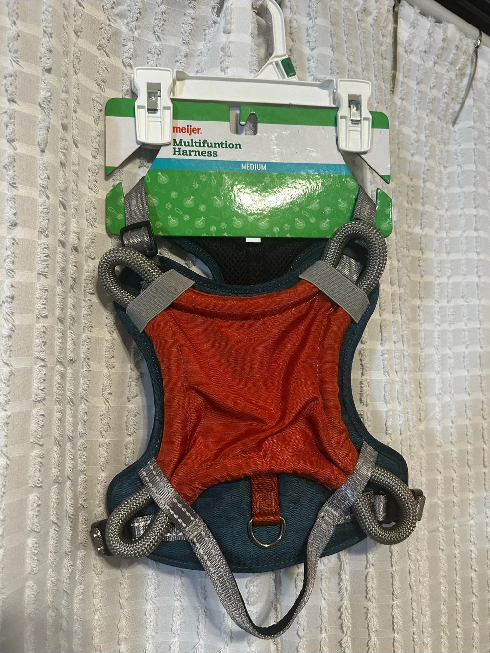 Orange & Teal Dog Harness Medium with Frisbee with Reflective Trim